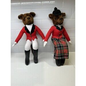 Vintage Mr & Mrs Fox Hunting Shelf Sitters 17” English Equestrian Decor Set